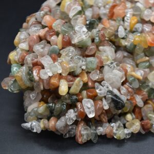 Mixed Rutilated Quartz Gemstone Chips Nuggets Beads - 5mm - 8mm, 32" Strand