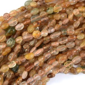 Natural Multicolor Rutilated Quartz Pebble Nugget Beads 15.5"Strand 6-8mm 8-10mm