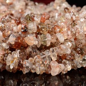 Natural Red Rutilated Quartz Gemstone Pebble Nugget Chip 8-10MM Loose Beads (D599)