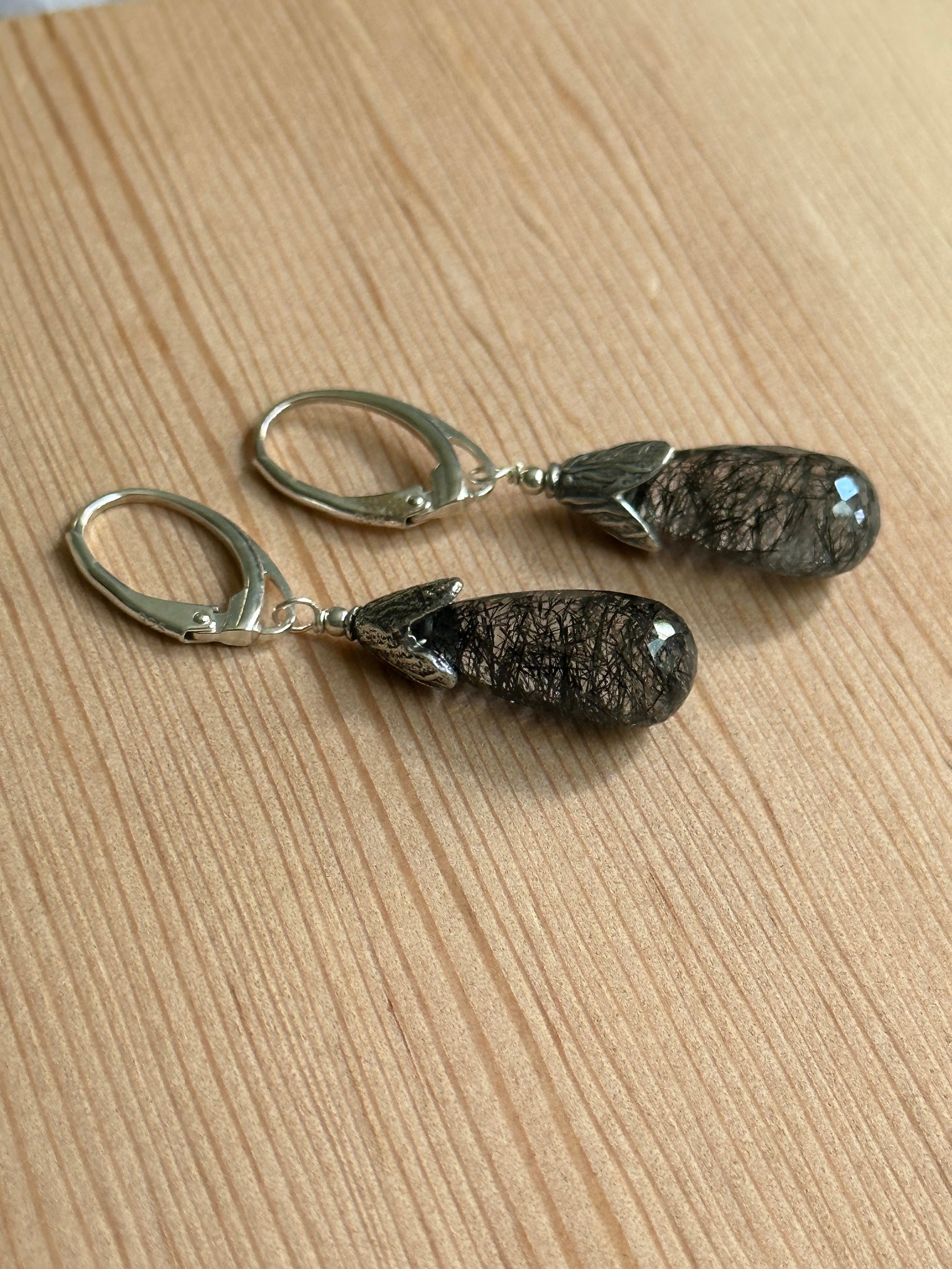Black Rutilated Quartz Earrings