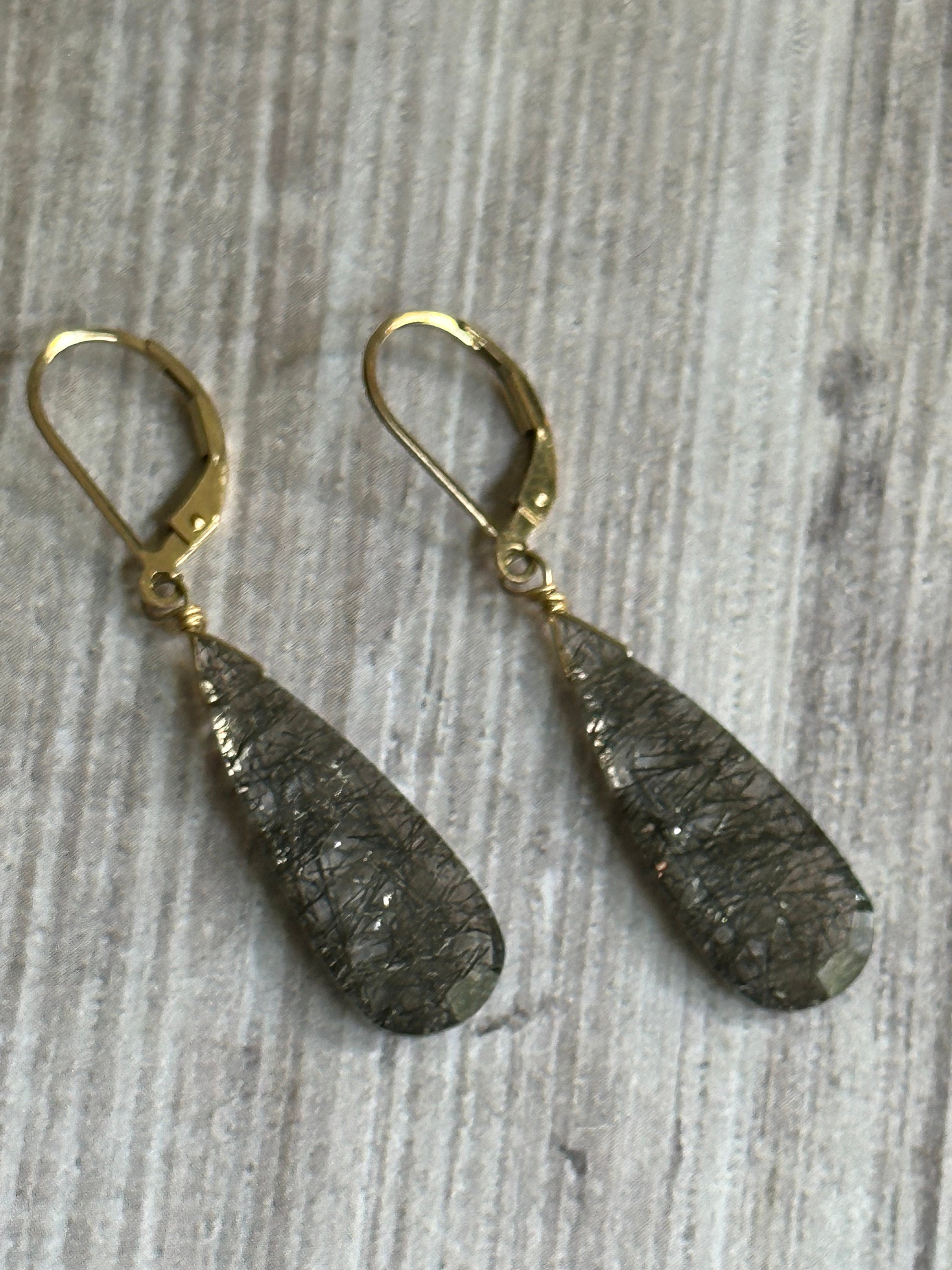 Black Rutilated Quartz Earrings