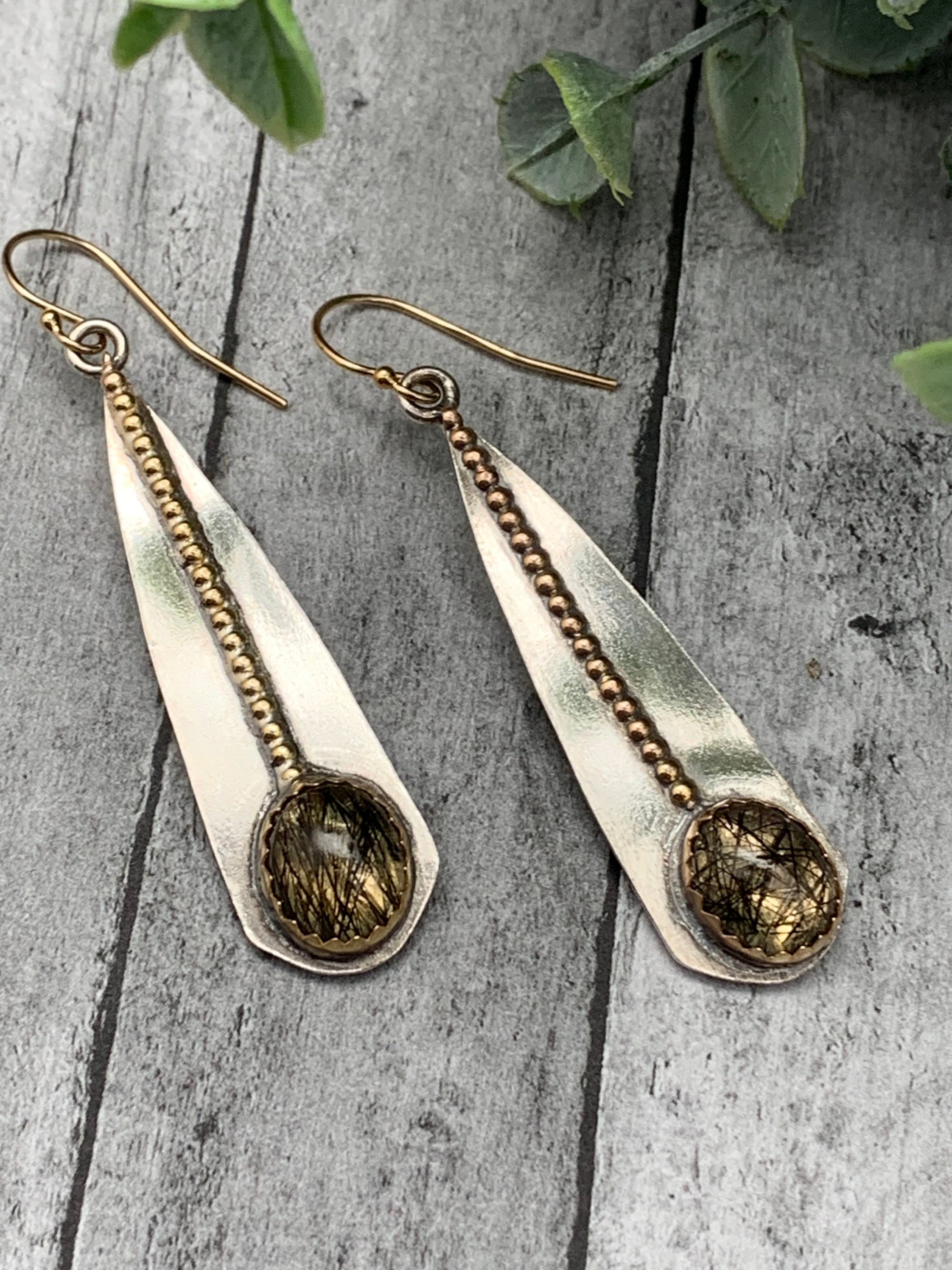 Black Rutilated Quartz Artisan Earrings