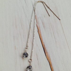 Black Rutilated Quartz Earrings: Sterling Silver Gemstone Jewelry