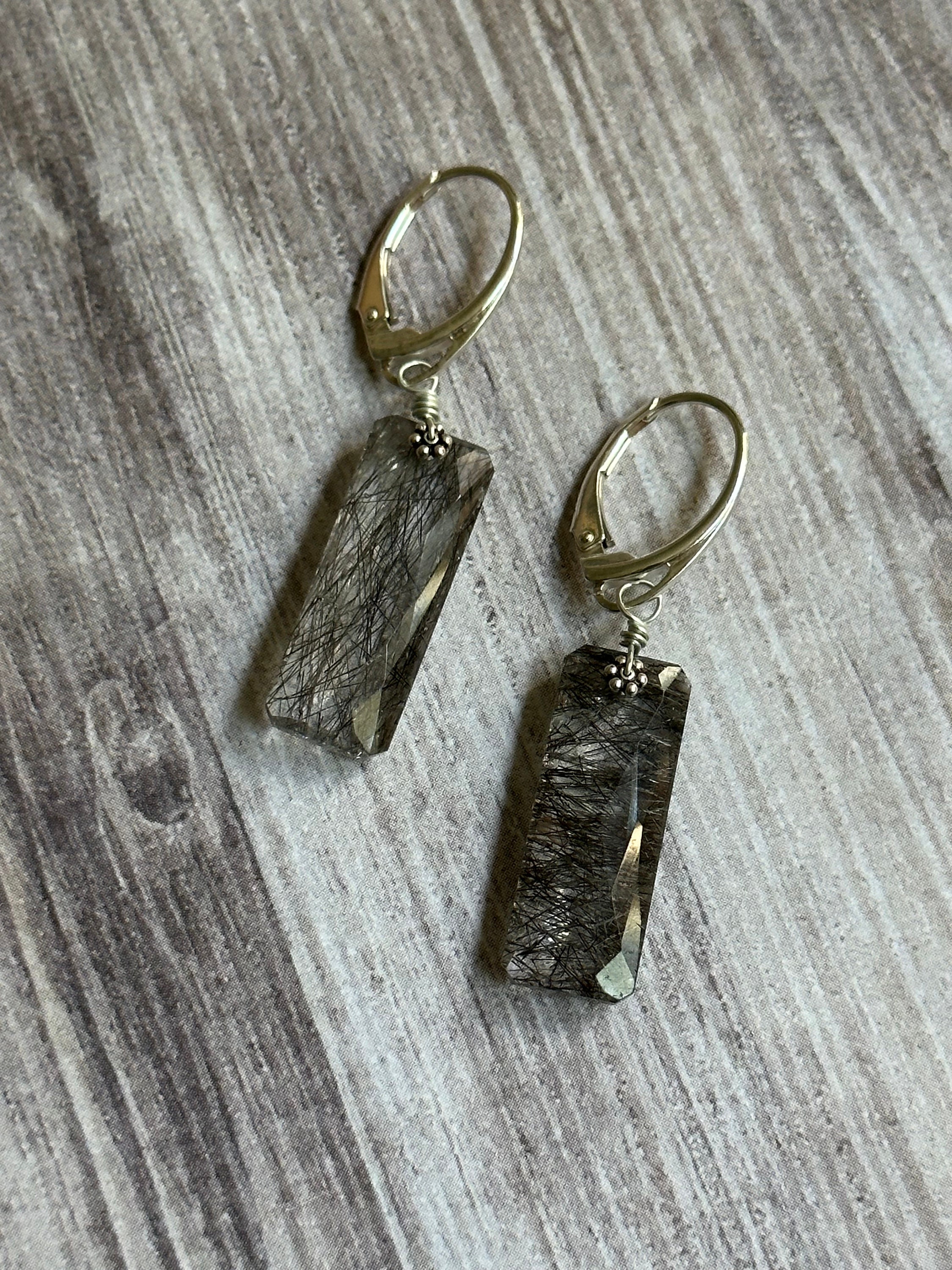 Black Rutilated Quartz Earrings