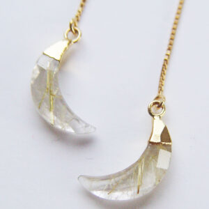Rutilated Quartz Crescent Moon Gold Filled Earrings. Bohemian Bride jewelry. Rutilated Quartz Crescent Moon Gold Filled Earrings. Bohemian Bride jewelry.