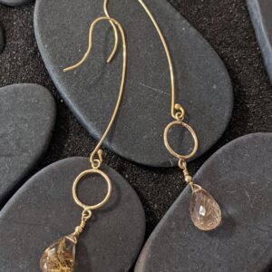 Gold Filled And Gold Rutilated Quartz Earrings