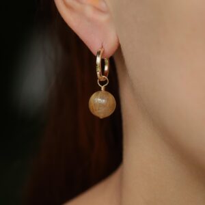Golden Rutilated Quartz Hoop Earrings – Gold Filled Hoops, 10mm Gemstone Drops, Statement Dainty Earrings Golden Rutilated Quartz Hoop Earrings – Gold Filled Hoops, 10mm Gemstone Drops, Statement Dainty Earrings