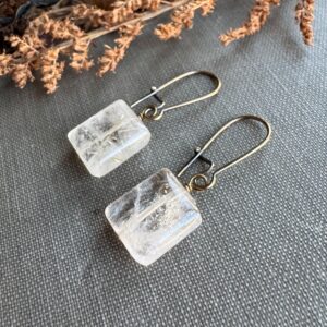 Rutile Quartz Earrings On Antique Gold Kidneys