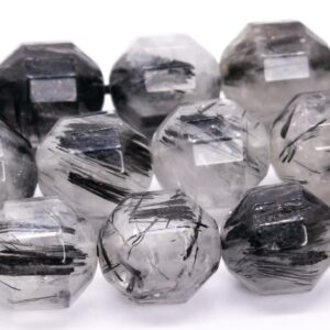 10x9mm Black Rutilated Quartz Beads Faceted Bicone Barrel Drum Grade A Genuine Natural Loose Beads 15" / 7.5" Bulk Lot Options (115648) 10x9mm Black Rutilated Quartz Beads Faceted Bicone Barrel Drum Grade A Genuine Natural Loose Beads 15" / 7.5" Bulk Lot Options (115648)