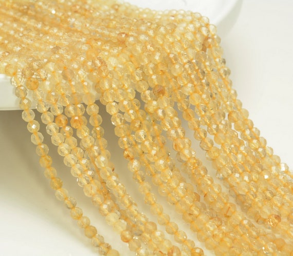 2mm Rutilated Quartz Gemstone Golden Micro Faceted Round Grade Aa Beads 15.5inch Bulk Lot 1,6,12,24 And 48 (80010185-a194)