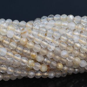 2MM Gold Rutile Quartz Beads Grade A Genuine Natural Gemstone Full Strand Faceted Round Loose Beads 15" Bulk Lot Options (110692-3220)