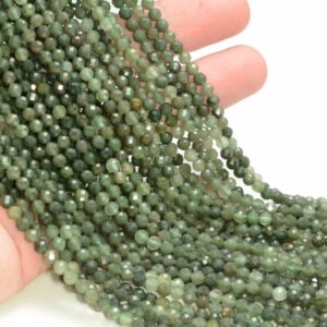 4MM Rutilated Quartz Gemstone Green Micro Faceted Round Grade Aaa Beads 15.5inch BULK LOT 1,6,12,24 and 48 (80010075-A198)