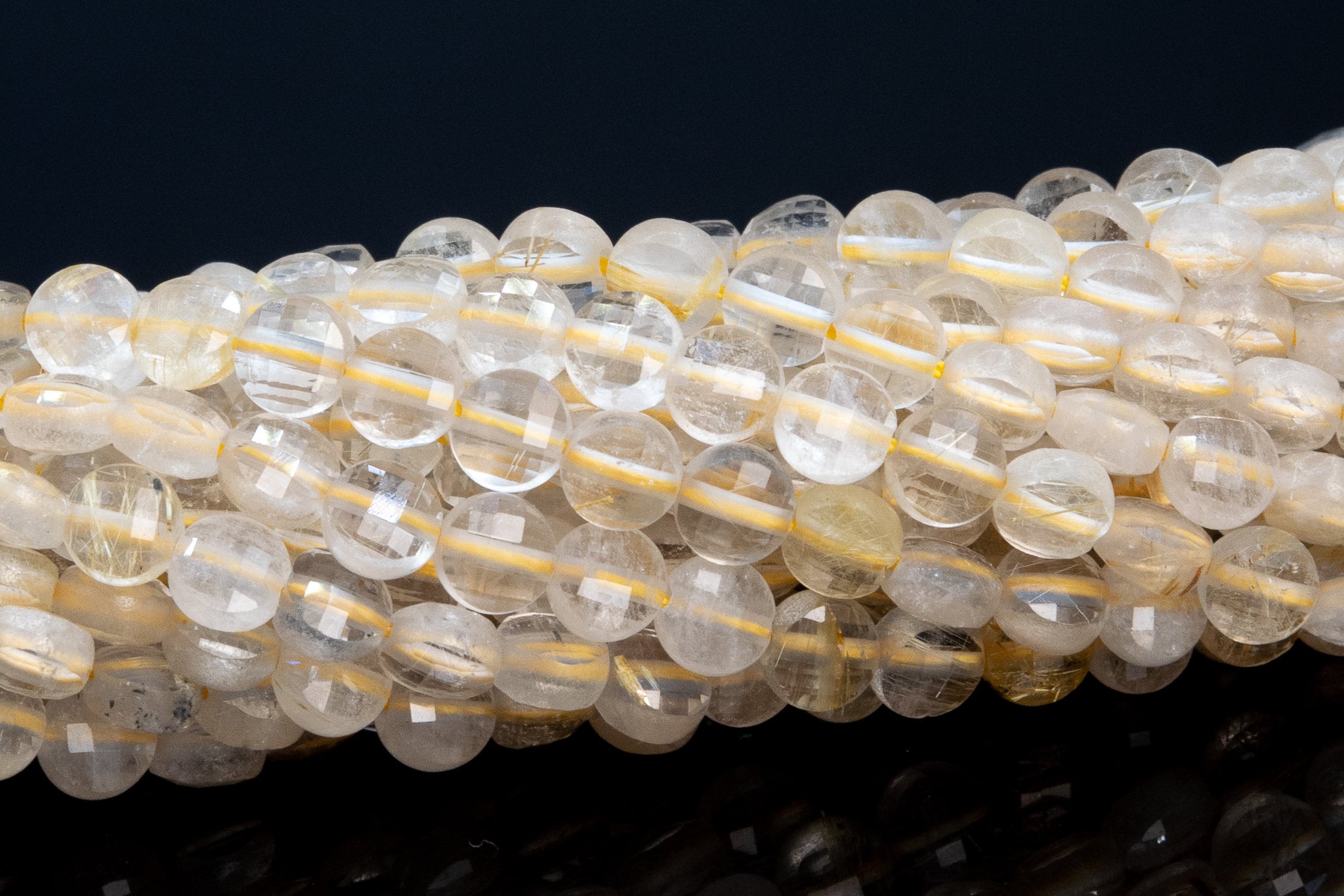 4mm Gold Rutile Quartz Beads Faceted Flat Round Button Grade Aa Genuine Natural Gemstone Loose Beads 15" / 7.5" Bulk Lot Options (111677) 4mm Gold Rutile Quartz Beads Faceted Flat Round Button Grade Aa Genuine Natural Gemstone Loose Beads 15" / 7.5" Bulk Lot Options (111677)