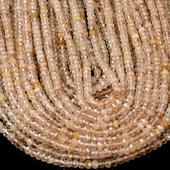 4x3mm Natural Golden Rutilated Quartz Gemstone Grade Aa Micro Faceted Rondelle Beads 15 Inch Full Strand Bulk Lot(80016399-p62)