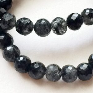 5-5.5mm Rutilated Quartz Faceted Ball Beads, Black Rutile Quartz Faceted Round Balls, Rutile Quartz Beads For Jewelry 8 Inch - KRS222