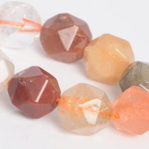 7-8MM Multicolor Rutilated Quartz Beads Star Cut Faceted A Genuine Natural Gemstone Half Strand Beads 7.5" Bulk Lot Options (107599h-2455)