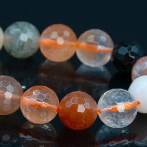 8MM Multicolor Rutilated Quartz Beads A Genuine Natural Gemstone Half Strand Micro Faceted Round Beads 7" Bulk Lot Options (107597h-1374)