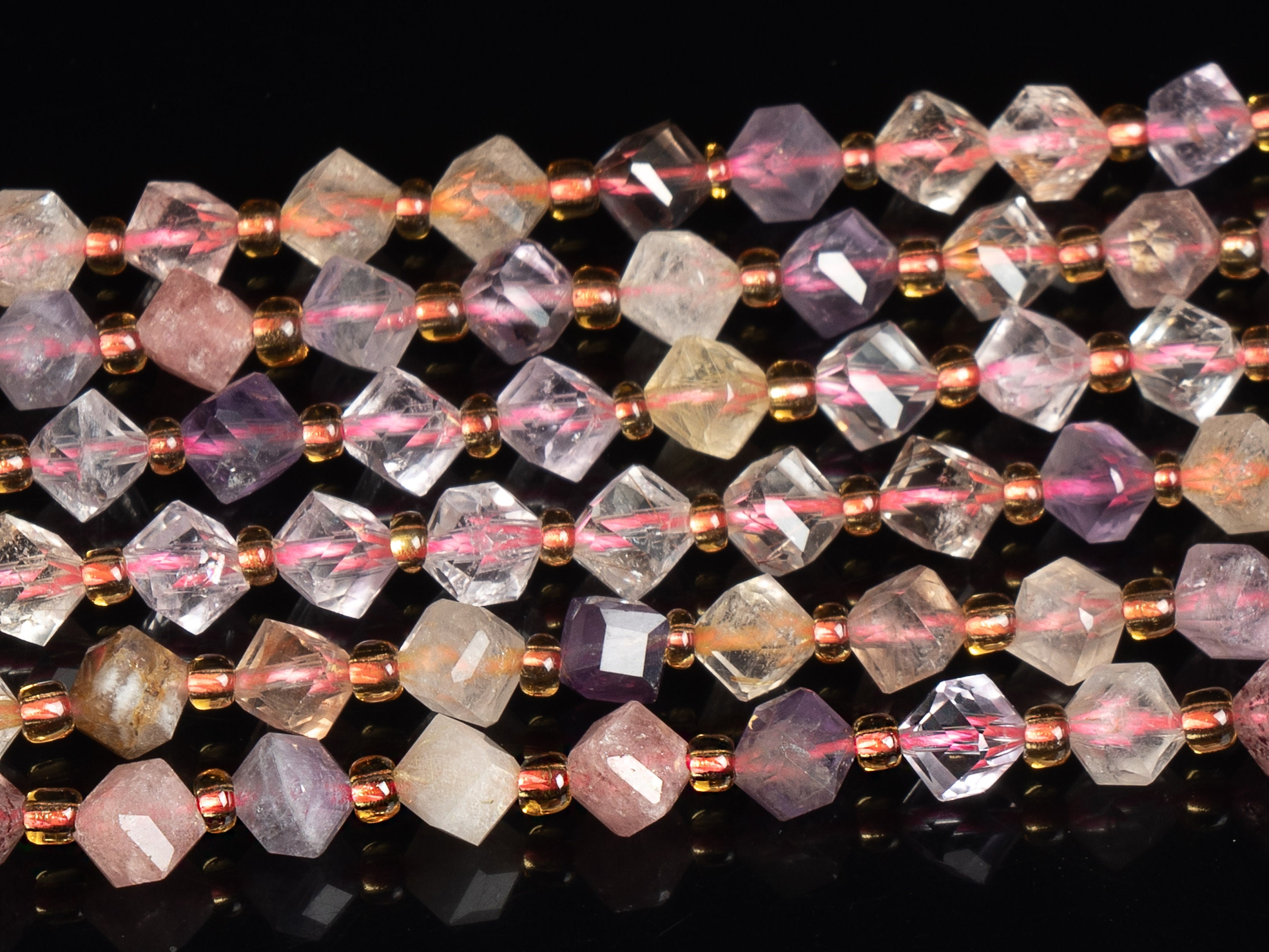 8mm Multicolor Rutilated Quartz Beads Grade Aa Gemstone Faceted Cube Loose Beads 15"/7.5" Bulk Lot Options 8mm Multicolor Rutilated Quartz Beads Grade Aa Gemstone Faceted Cube Loose Beads 15"/7.5" Bulk Lot Options