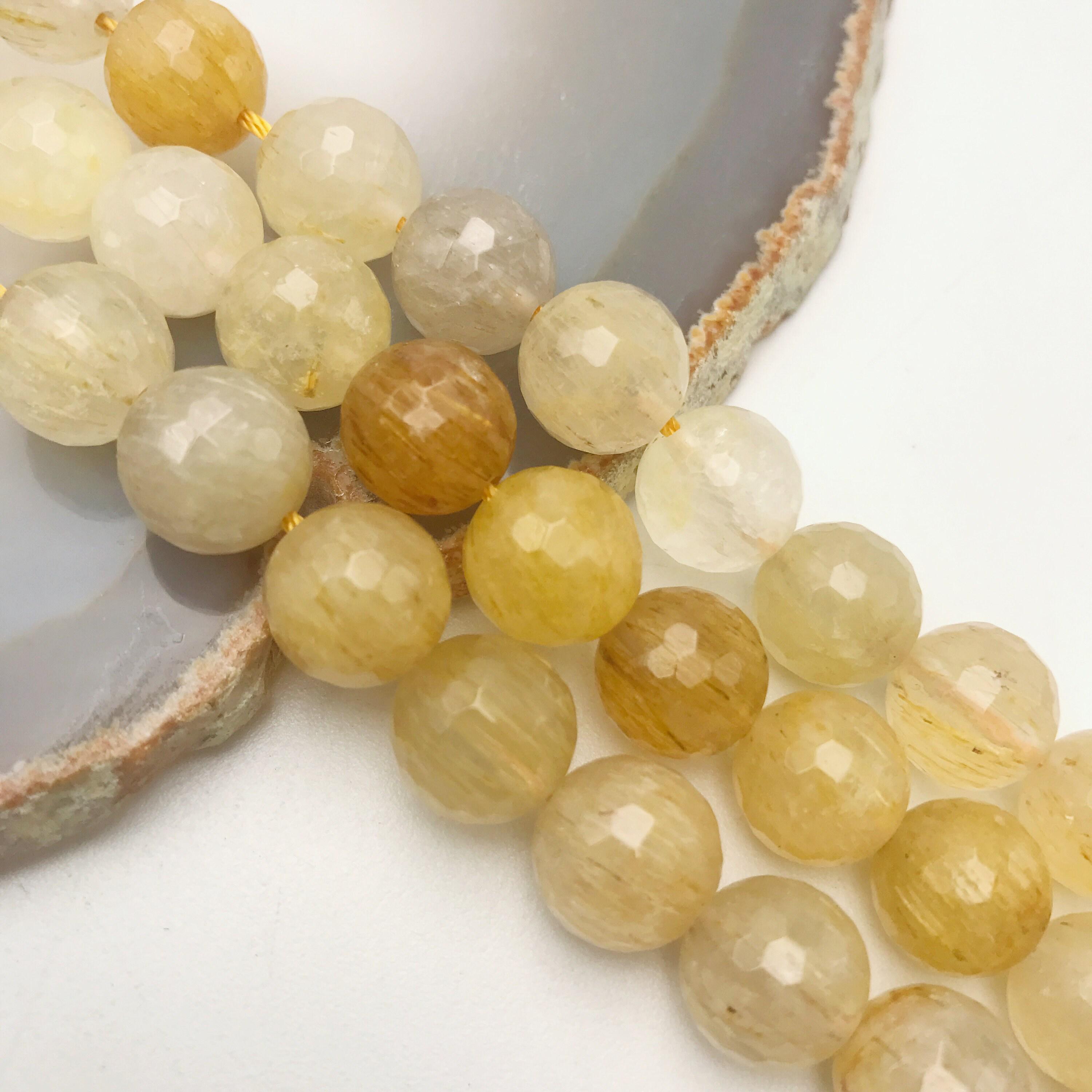 Golden Rutilated Quartz Faceted Round Beads 4mm 6mm 8mm 10mm 15.5" Strand Golden Rutilated Quartz Faceted Round Beads 4mm 6mm 8mm 10mm 15.5" Strand