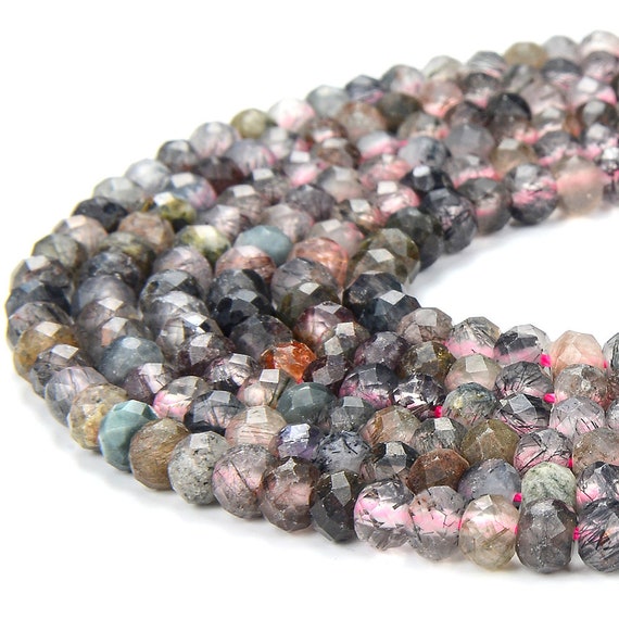 Natural Golden Black Rutilated Quartz Gemstone Grade Aa 5x3mm Micro Faceted Rondelle Beads 15 Inch Full Strand Bulk Lot(80018122-p89)