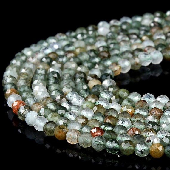 Natural Green Rutilated Quartz Gemstone Grade Aaa 3mm Micro Faceted Round Beads 15 Inch Full Strand Bulk Lot 1,2,6,12 And 50 (80018201-p95)