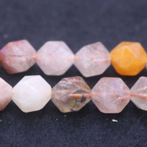 Natural Multicolor Rutile Quartz Round Beads,golden Rutile Quartz Beads,6mm 8mm 10mm Star Cut Faceted Quartz Beads,one Strand 15"