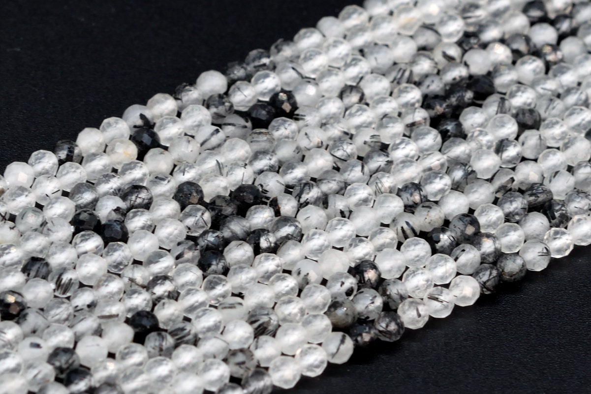 Sale 3mm Black Rutilated Quartz Beads A Genuine Natural Gemstone Full Strand Faceted Round Loose Beads 15.5" Bulk Lot Options (107802-2533) Sale 3mm Black Rutilated Quartz Beads A Genuine Natural Gemstone Full Strand Faceted Round Loose Beads 15.5" Bulk Lot Options (107802-2533)