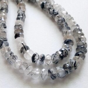6.5-7mm Black Rutile Quartz Faceted Beads, 8 Inch Natural Rutiliated Quartz Faceted Rondelle Bead, 50pcs Rutile Quartz For Necklace - Pdg180 6.5-7mm Black Rutile Quartz Faceted Beads, 8 Inch Natural Rutiliated Quartz Faceted Rondelle Bead, 50pcs Rutile Quartz For Necklace - Pdg180
