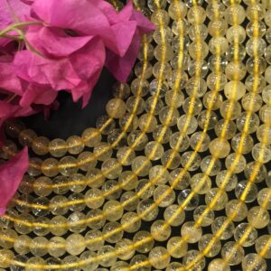 Golden Rutile Smooth Round Gemstone Beads | 7.5-8.5mm AAA Quality Strand Golden Rutile Smooth Round Gemstone Beads | 7.5-8.5mm AAA Quality Strand