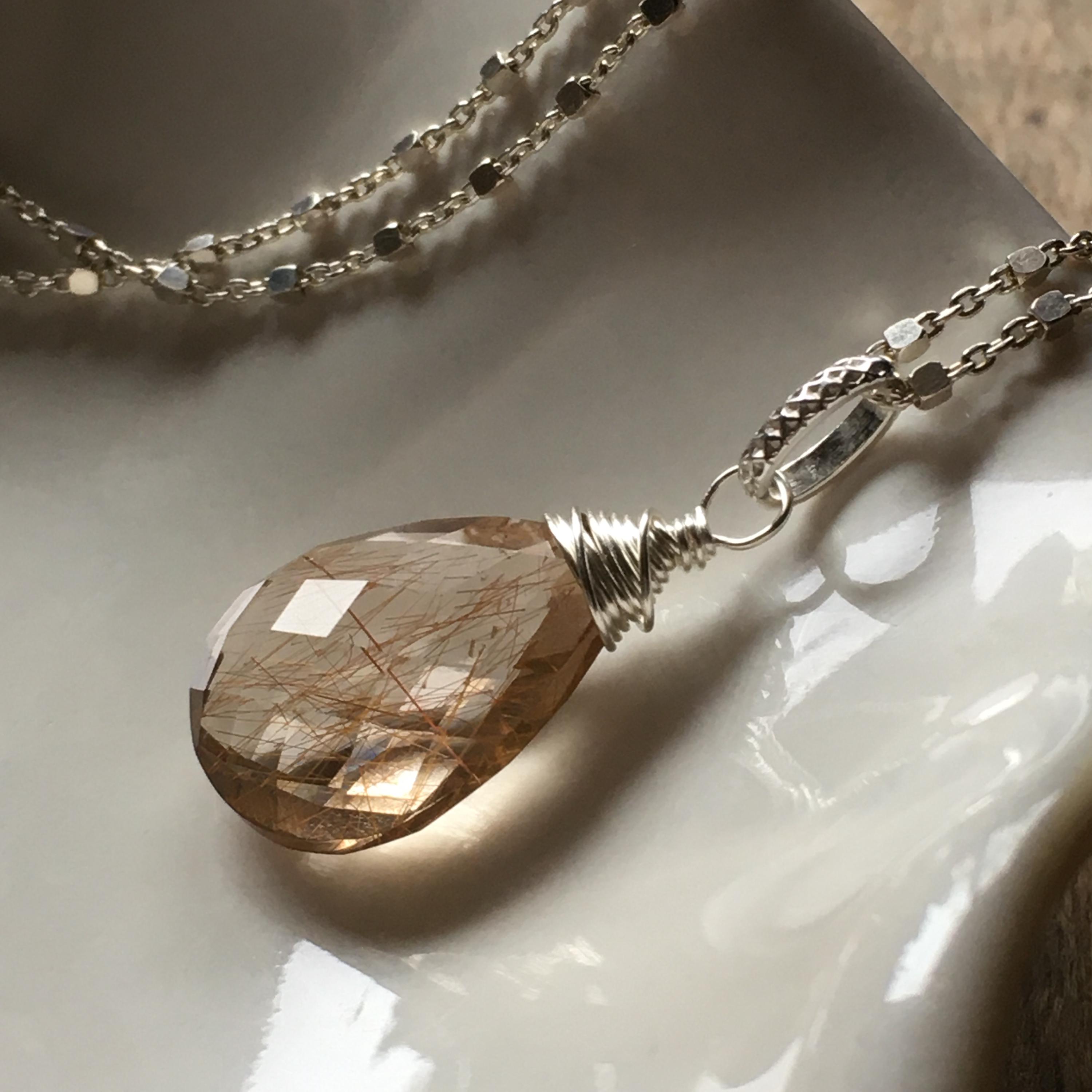 Copper Rutile Quartz Gemstone Necklace