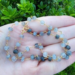 Rutilated Quartz Gemstone Choker Necklace Gold, 6mm Gemstone Necklace, Beaded 16 Inch Necklace, Black and Gold Gemstone Layering Necklace Rutilated Quartz Gemstone Choker Necklace Gold, 6mm Gemstone Necklace, Beaded 16 Inch Necklace, Black and Gold Gemstone Layering Necklace