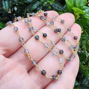 Rutilated Quartz Gemstone Necklace Gold, Dainty Gemstone Necklace, Quartz Beaded 16 Inch Necklace, Black and Gold Gemstone Layering Necklace Rutilated Quartz Gemstone Necklace Gold, Dainty Gemstone Necklace, Quartz Beaded 16 Inch Necklace, Black and Gold Gemstone Layering Necklace