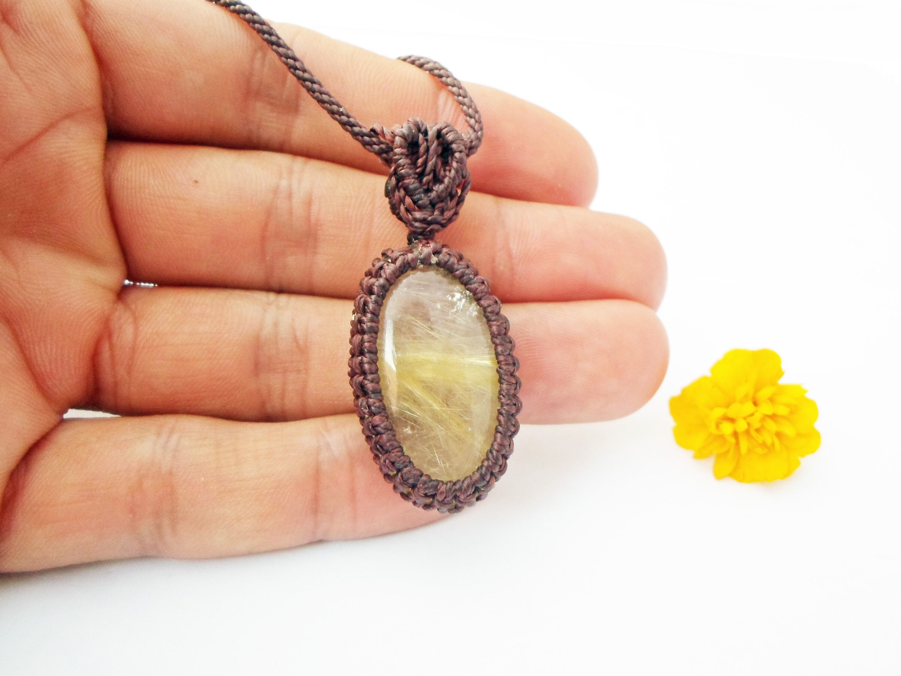 Gold Rutilated Quartz Necklace