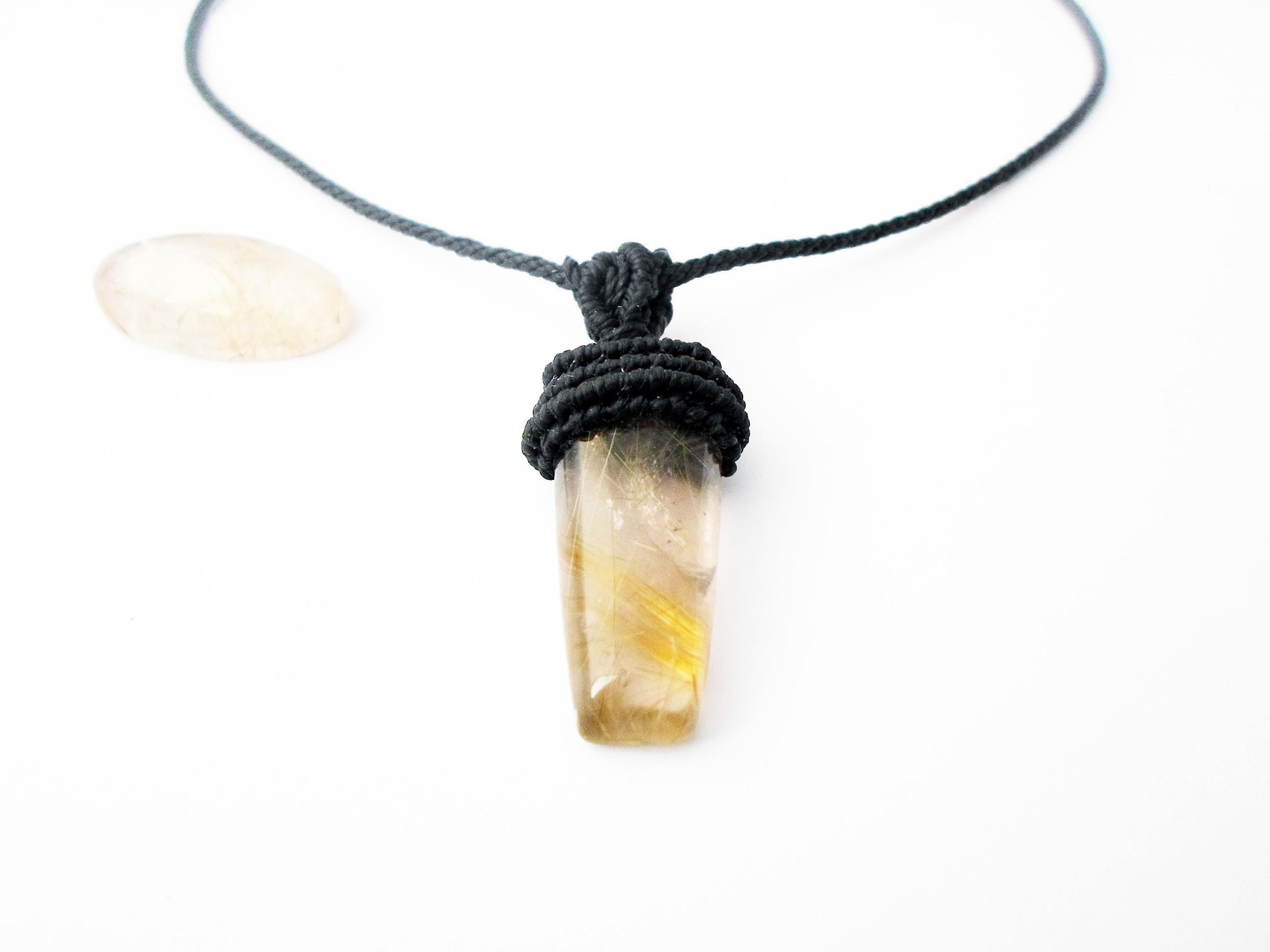 Gold Rutilated Quartz Necklace - Sensory Necklace Gold Rutilated Quartz Necklace - Sensory Necklace