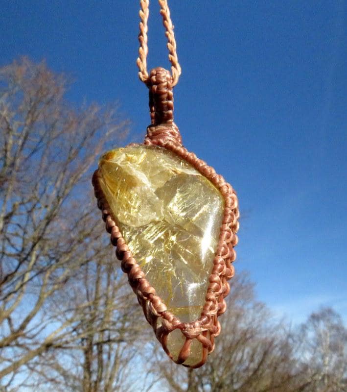 Golden Rutile Quartz Maccrame Necklace, Gift Ideas For The Crystal Collector, Mothers Day Gift Ideas, Mothers Day Gift Ideas Golden Rutile Quartz Maccrame Necklace, Gift Ideas For The Crystal Collector, Mothers Day Gift Ideas, Mothers Day Gift Ideas