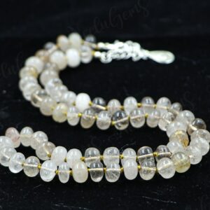 Hand Knotted Golden Rutile Quartz Beaded Necklace, Natural Rutilated Stone Choker, Gold Needle Venus Hair Jewelry, Unique Boho Gift For Her Hand Knotted Golden Rutile Quartz Beaded Necklace, Natural Rutilated Stone Choker, Gold Needle Venus Hair Jewelry, Unique Boho Gift For Her