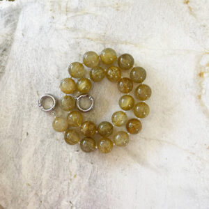 Handcrafted Golden Rutilated Quartz Necklace: Sterling Silver Clasp, 19 Inch Handcrafted Golden Rutilated Quartz Necklace: Sterling Silver Clasp, 19 Inch