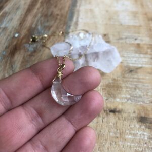 Rutilated Quartz Moon And Brass Layering Necklace Rutilated Quartz Moon And Brass Layering Necklace