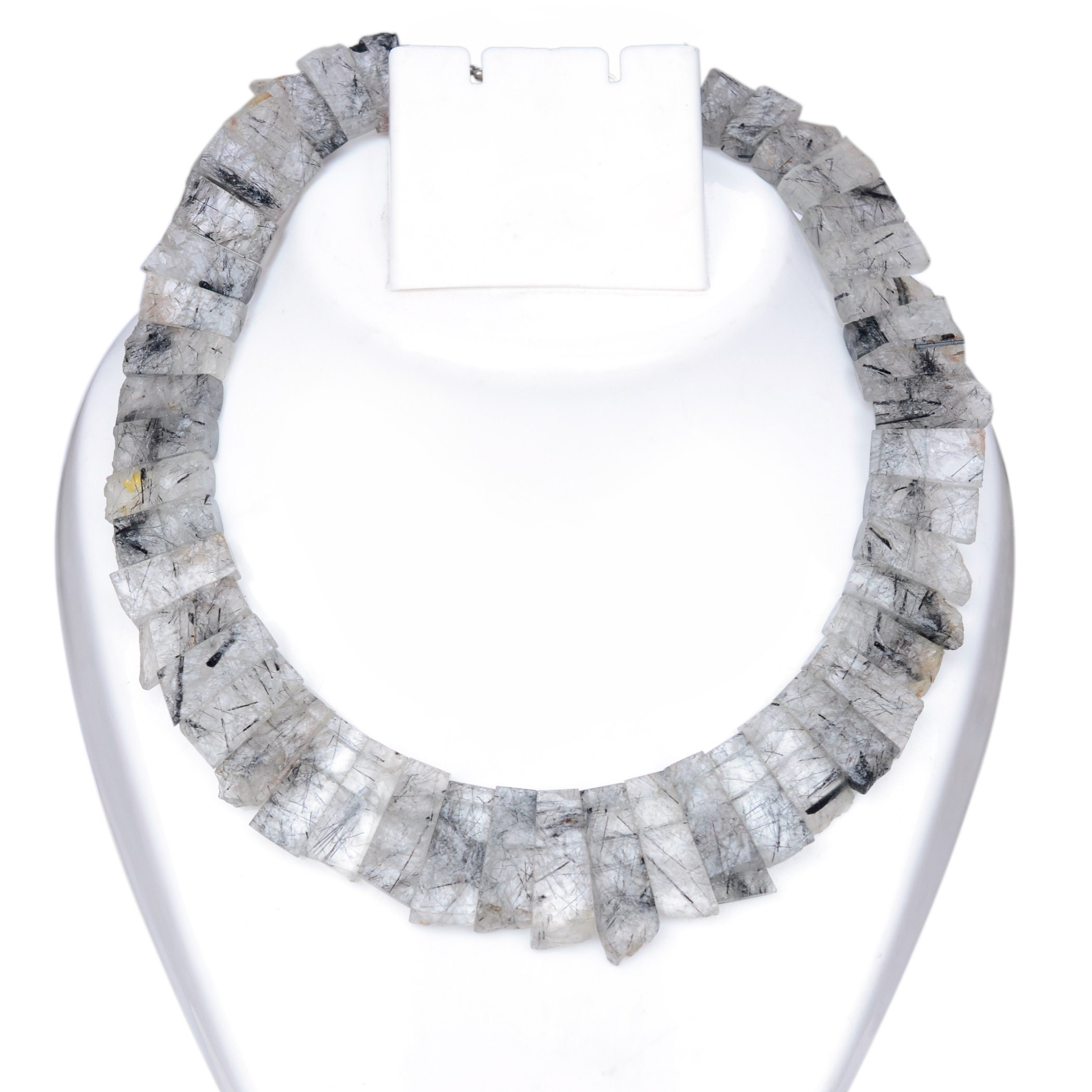 Natural Rutile Quartz Layout Necklace, Cleopatra Necklace, Graduated Collar Necklace, Necklace For Women, 14mm To 29mm, 16 Inch, Gds2169