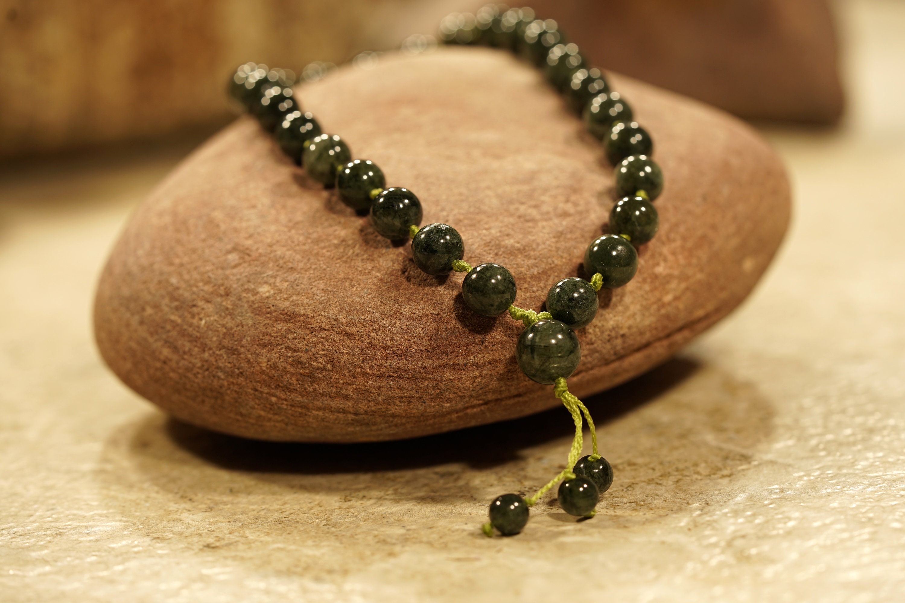 Rutilated Quartz Pocket Mala • Rutile Quartz Worry Beads • 27+1 Bead Mala • 10mm • Green Rutilated Quartz • Worry Beads •  Hand Mala • 3768
