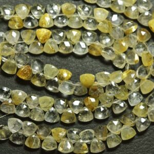 10 Pcs,Natural Beautiful Golden Rutile Quartz Faceted Triangle Pyramid Briolettes,Size is 7mm #874