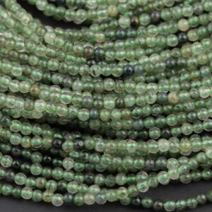 3mm 4mmNatural Green Rutilated Quartz Beads Green Phantom + Rutiled Quartz 3mm 4mm Loose Beads Full Strand 15.5" Strand