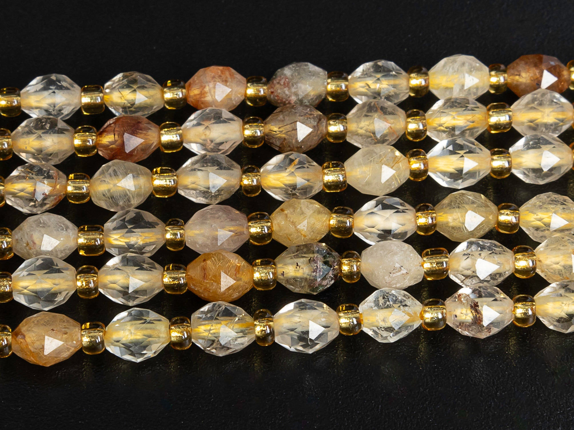 6mm Gold Rutile Quartz Beads Grade Aa Genuine Natural Gemstone Drum Barrel Rice Bead Loose Beads 15"/7.5" Bulk Lot Options(126634)