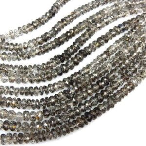 AAA Black Rutilated Quartz Gemstone Beads | Faceted Coin Briolette, 8" Strand