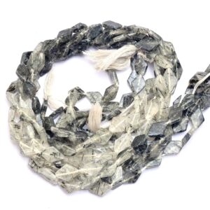 Black Rutilated Quartz Kite Beads | 7x11mm Smooth Beads 14inch Strand | Natural Black Rutile Semi Precious Gemstone Fancy Beads For Jewelry