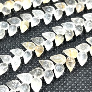 Golden Rutilated Quartz Teardrop Beads: 8" Tulip Flower Buds