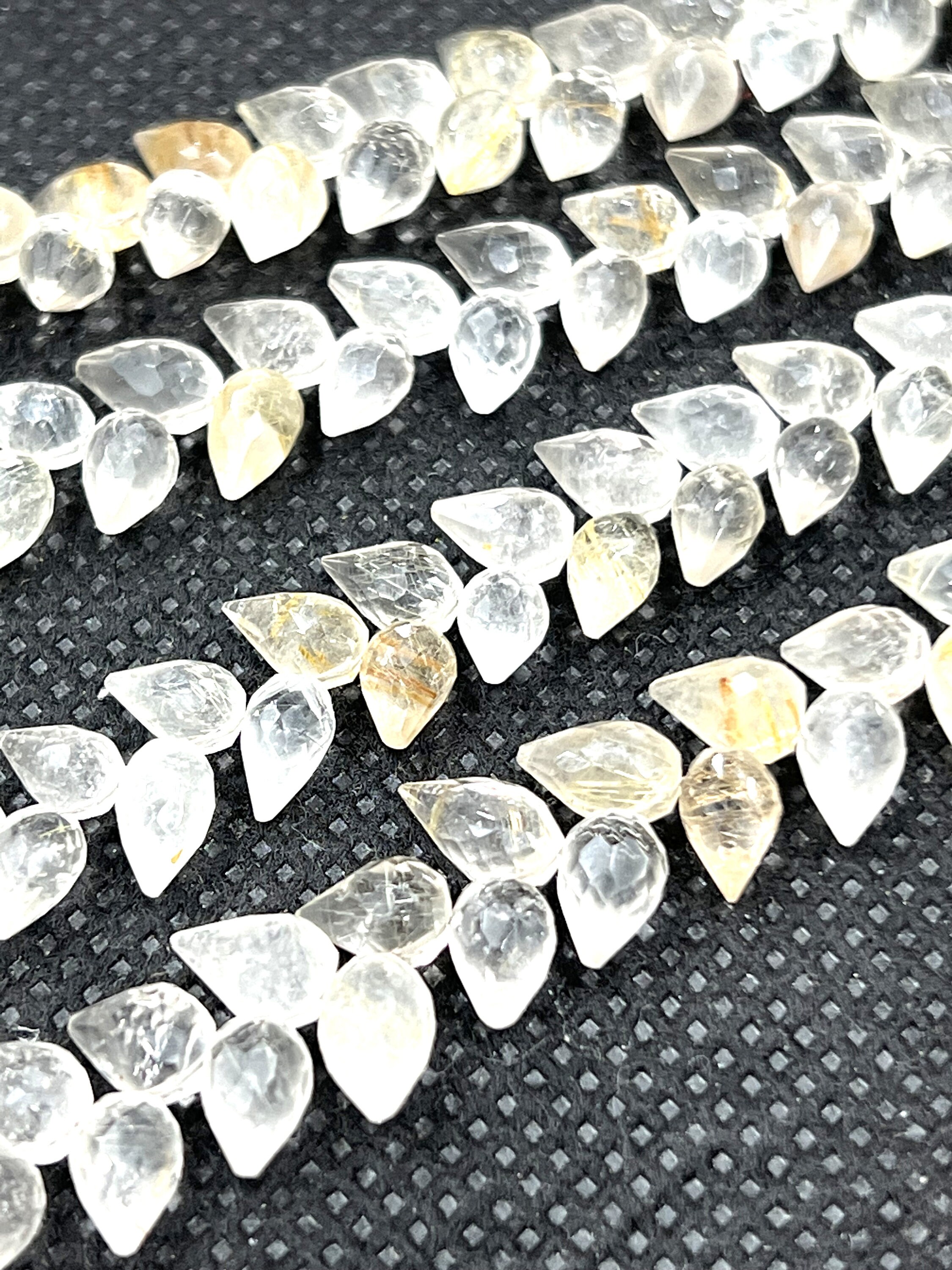 Golden Rutilated Quartz Teardrop Beads: 8" Tulip Flower Buds