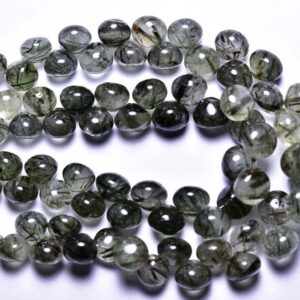 Natural Green Rutile Onion Beads - 6.50 inches - Super Quality Smooth Green Rutile Quartz Onion Briolettes - Size is 7-8mm #829
