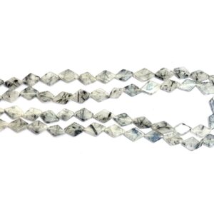 Rare Black Rutilated Quartz Gemstone Fancy Kite Beads | 7x11mm Smooth Beads 14inch Strand | Natural Black Rutile Semiprecious Gemstone Beads