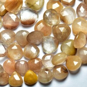 Superb Copper Rutile Briolette Beads - 10 Pcs - Natural Faceted Copper Rutile Quartz Heart Shape Briolettes - Size is 10 -13 mm #1458